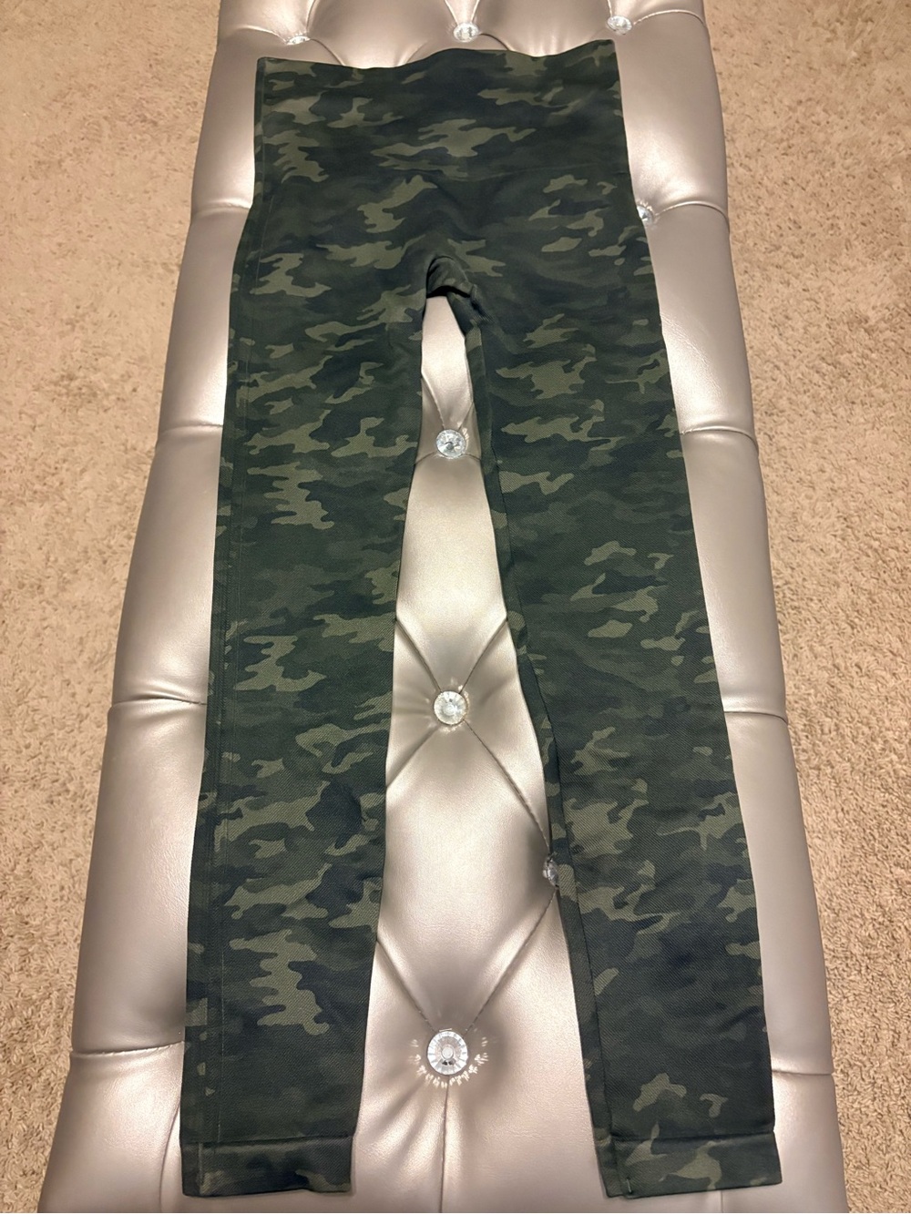 SPANX Olive Green Camo High-Waist Leggings
